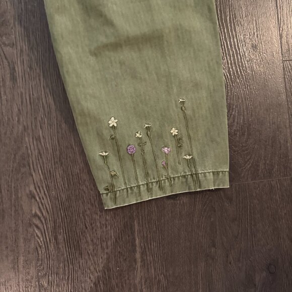 Scotch & Soda The Pip Utility Chino Military Green with flower embroidery 26/32 - Picture 12 of 15